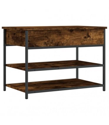 vidaXL Shoe Bench Smoked Oak 70x42.5x50 cm Engineered Wood — Size: 70 x 42.5 x 50 cm