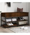 vidaXL Shoe Bench Brown Oak 100x42.5x50 cm Engineered Wood — Size: 100 x 42.5 x 50 cm