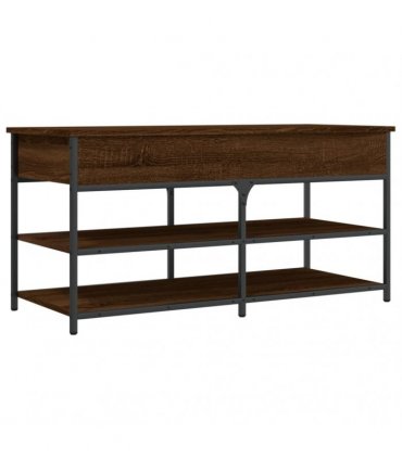 vidaXL Shoe Bench Brown Oak 100x42.5x50 cm Engineered Wood — Size: 100 x 42.5 x 50 cm