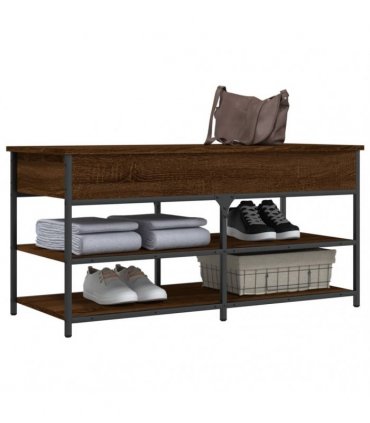 vidaXL Shoe Bench Brown Oak 100x42.5x50 cm Engineered Wood — Size: 100 x 42.5 x 50 cm