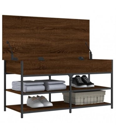 vidaXL Shoe Bench Brown Oak 100x42.5x50 cm Engineered Wood — Size: 100 x 42.5 x 50 cm