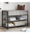 vidaXL Shoe Bench Grey Sonoma 70x42.5x50 cm Engineered Wood — Size: 70 x 42.5 x 50 cm