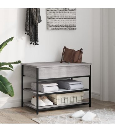 vidaXL Shoe Bench Grey Sonoma 70x42.5x50 cm Engineered Wood — Size: 70 x 42.5 x 50 cm