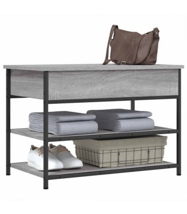vidaXL Shoe Bench Grey Sonoma 70x42.5x50 cm Engineered Wood — Size: 70 x 42.5 x 50 cm