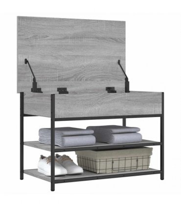 vidaXL Shoe Bench Grey Sonoma 70x42.5x50 cm Engineered Wood — Size: 70 x 42.5 x 50 cm