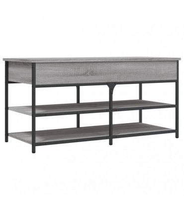 vidaXL Shoe Bench Grey Sonoma 100x42.5x50 cm Engineered Wood — Size: 100 x 42.5 x 50 cm