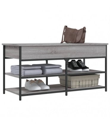 vidaXL Shoe Bench Grey Sonoma 100x42.5x50 cm Engineered Wood — Size: 100 x 42.5 x 50 cm