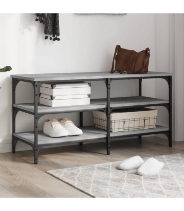 vidaXL Shoe Bench Grey Sonoma 100x38.5x49 cm Engineered Wood — Size: 100 x 38.5 x 49 cm