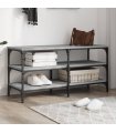 vidaXL Shoe Bench Grey Sonoma 100x38.5x49 cm Engineered Wood — Size: 100 x 38.5 x 49 cm