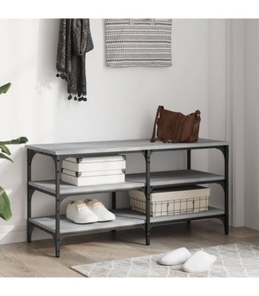 vidaXL Shoe Bench Grey Sonoma 100x38.5x49 cm Engineered Wood — Size: 100 x 38.5 x 49 cm
