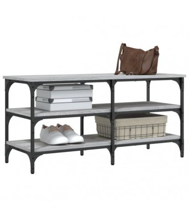 vidaXL Shoe Bench Grey Sonoma 100x38.5x49 cm Engineered Wood — Size: 100 x 38.5 x 49 cm