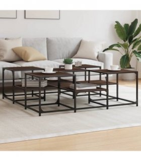 vidaXL Coffee Table Brown Oak 121x121x40 cm Engineered Wood — Size: 121 x 121 x 40 cm