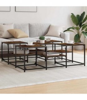 vidaXL Coffee Table Smoked Oak 121x121x40 cm Engineered Wood — Size: 121 x 121 x 40 cm