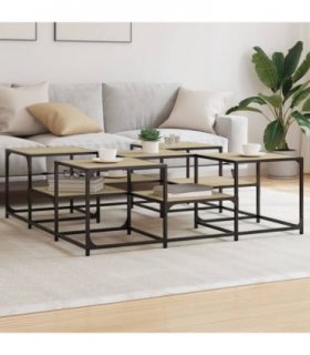 vidaXL Coffee Table Sonoma Oak 121x121x40 cm Engineered Wood — Size: 121 x 121 x 40 cm