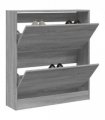 vidaXL Shoe Cabinet Grey Sonoma 80x21x87.5 cm Engineered Wood — Size: 80 x 21 x 87.5 cm