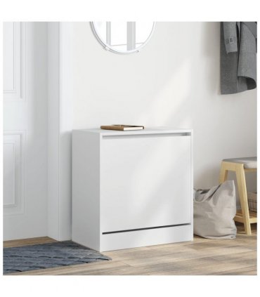 vidaXL Shoe Cabinet White 60x34x63.5 cm Engineered Wood — Size: 60 x 34 x 63.5 cm