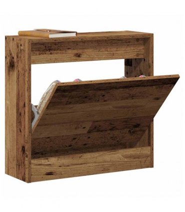 vidaXL Shoe Cabinet with Door Old Wood 60 x 21 x 57 cm Engineered Wood