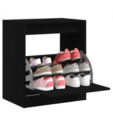vidaXL Shoe Cabinet | Black | Engineered wood | Compact | Shoe Cabinet — Size: 60 x 42 x 69 cm