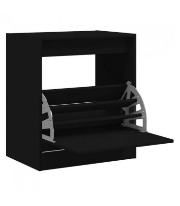 vidaXL Shoe Cabinet | Black | Engineered wood | Compact | Shoe Cabinet — Size: 60 x 42 x 69 cm