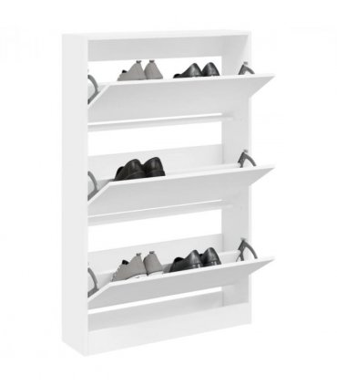 vidaXL Shoe Cabinet White 80x21x125.5 cm Engineered Wood — Size: 80 x 21 x 125.5 cm