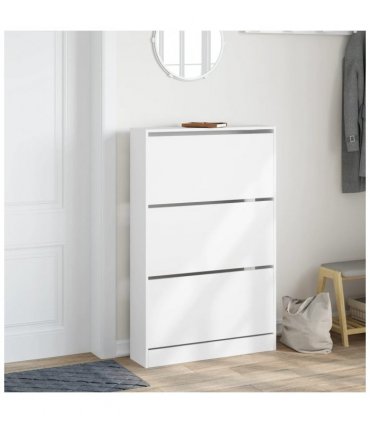 vidaXL Shoe Cabinet White 80x21x125.5 cm Engineered Wood — Size: 80 x 21 x 125.5 cm