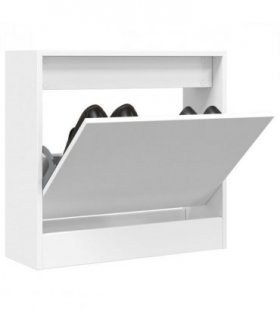 vidaXL Shoe Cabinet White 60x21x57 cm Engineered Wood — Size: 60 x 21 x 57 cm