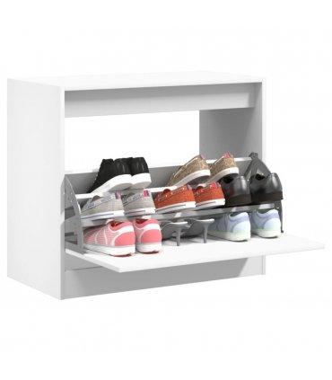 vidaXL Shoe Cabinet White 80x42x69 cm Engineered Wood — Size: 80 x 42 x 69 cm