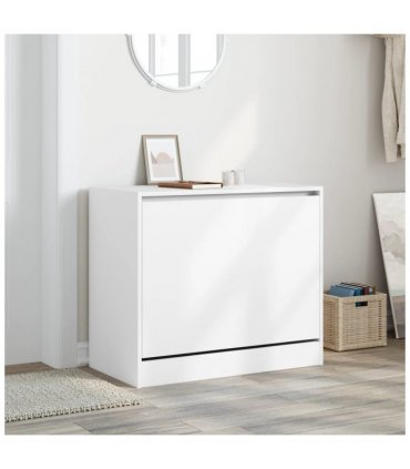 vidaXL Shoe Cabinet White 80x42x69 cm Engineered Wood — Size: 80 x 42 x 69 cm