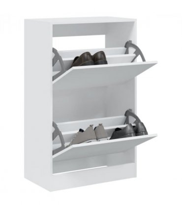 vidaXL Shoe Cabinet White 60x34x96.5 cm Engineered Wood — Size: 60 x 34 x 96.5 cm