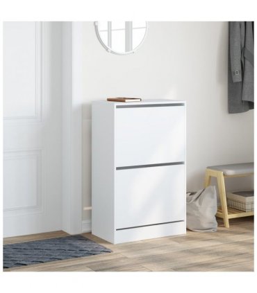 vidaXL Shoe Cabinet White 60x34x96.5 cm Engineered Wood — Size: 60 x 34 x 96.5 cm