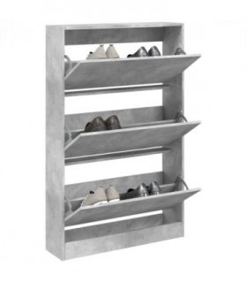 vidaXL Shoe Cabinet Concrete Grey 80x21x125.5 cm Engineered Wood — Size: 80 x 21 x 125.5 cm