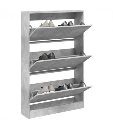 vidaXL Shoe Cabinet Concrete Grey 80x21x125.5 cm Engineered Wood — Size: 80 x 21 x 125.5 cm