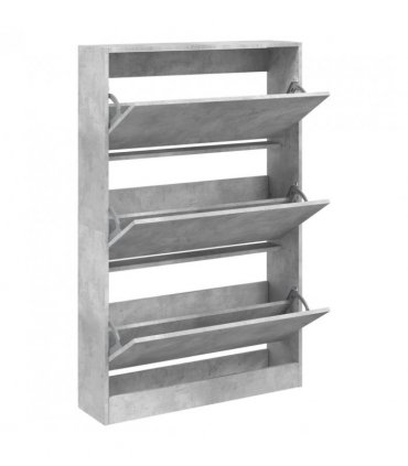 vidaXL Shoe Cabinet Concrete Grey 80x21x125.5 cm Engineered Wood — Size: 80 x 21 x 125.5 cm