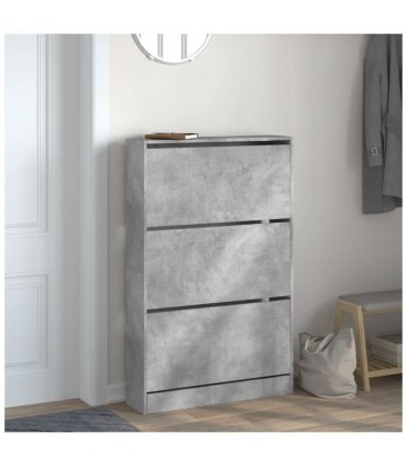 vidaXL Shoe Cabinet Concrete Grey 80x21x125.5 cm Engineered Wood — Size: 80 x 21 x 125.5 cm