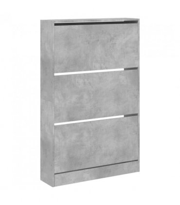 vidaXL Shoe Cabinet Concrete Grey 80x21x125.5 cm Engineered Wood — Size: 80 x 21 x 125.5 cm