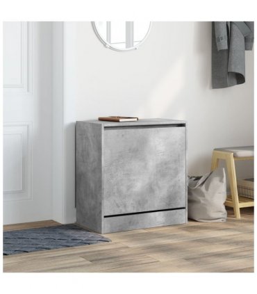 vidaXL Shoe Cabinet Concrete Grey 60x34x63.5 cm Engineered Wood — Size: 60 x 34 x 63.5 cm