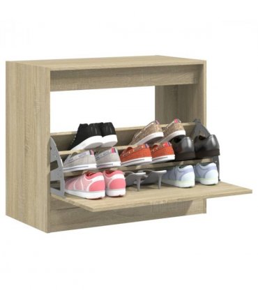 vidaXL Shoe Cabinet Sonoma Oak 80x42x69 cm Engineered Wood — Size: 80 x 42 x 69 cm