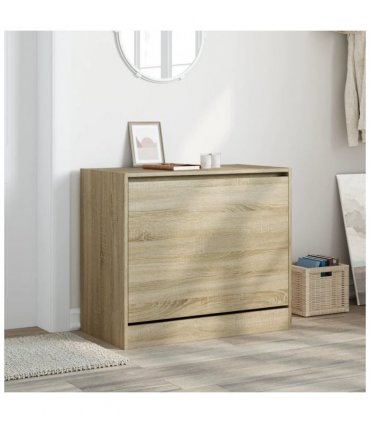 vidaXL Shoe Cabinet Sonoma Oak 80x42x69 cm Engineered Wood — Size: 80 x 42 x 69 cm