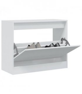 vidaXL Shoe Cabinet White 80x34x63 cm Engineered Wood — Size: 80 x 34 x 63 cm