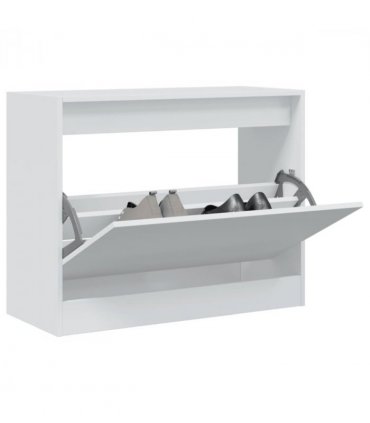 vidaXL Shoe Cabinet White 80x34x63 cm Engineered Wood — Size: 80 x 34 x 63 cm