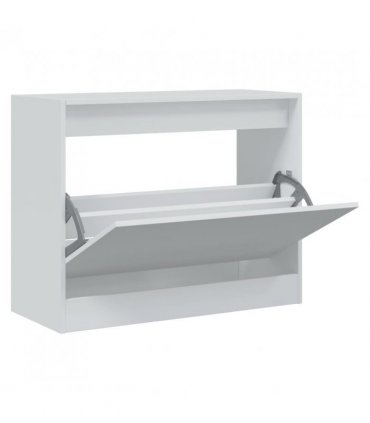 vidaXL Shoe Cabinet White 80x34x63 cm Engineered Wood — Size: 80 x 34 x 63 cm