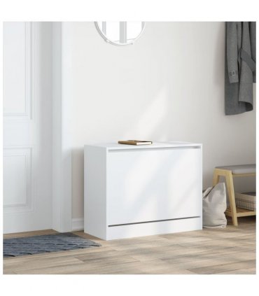 vidaXL Shoe Cabinet White 80x34x63 cm Engineered Wood — Size: 80 x 34 x 63 cm