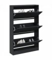 vidaXL Shoe Cabinet Black 80x21x125.5 cm Engineered Wood — Size: 80 x 21 x 125.5 cm