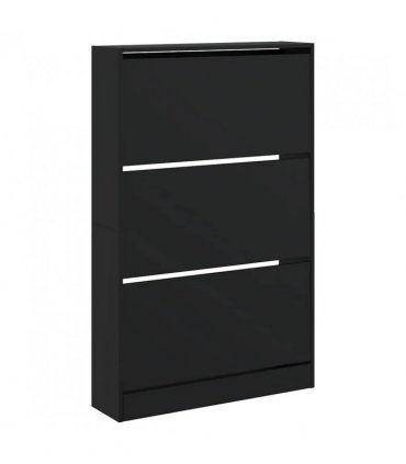 vidaXL Shoe Cabinet Black 80x21x125.5 cm Engineered Wood — Size: 80 x 21 x 125.5 cm