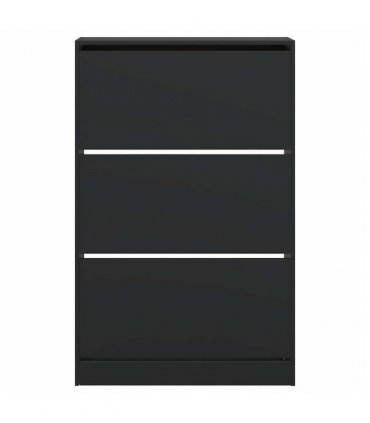 vidaXL Shoe Cabinet Black 80x21x125.5 cm Engineered Wood — Size: 80 x 21 x 125.5 cm
