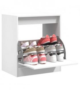 vidaXL Shoe Cabinet White 60x42x69 cm Engineered Wood — Size: 60 x 42 x 69 cm