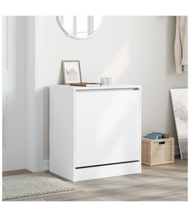 vidaXL Shoe Cabinet White 60x42x69 cm Engineered Wood — Size: 60 x 42 x 69 cm