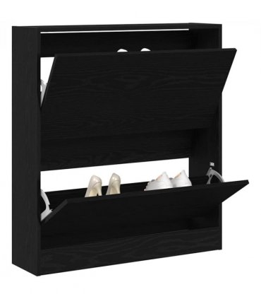 vidaXL Shoe Cabinet Black Oak 80 x 21 x 87.5 cm Engineered Wood