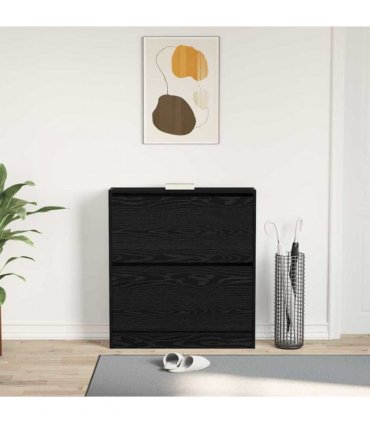 vidaXL Shoe Cabinet Black Oak 80 x 21 x 87.5 cm Engineered Wood