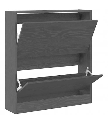 vidaXL Shoe Cabinet Black Oak 80 x 21 x 87.5 cm Engineered Wood